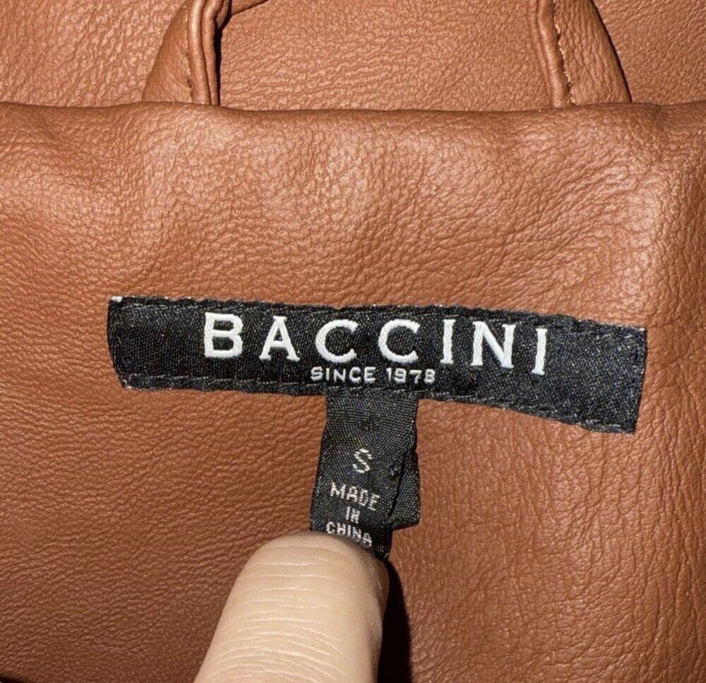 Baccini Women's Faux Leather Jacket Size Small, Brown - Picture 4 of 7